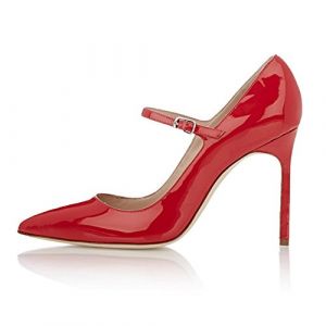 EDEFS - Escarpins Femme - Stiletto Talon Aiguille - Bride Cheville Boucle - Mary Jane - Rouge - T.38 (EDEFS Official Store, neuf)