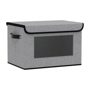 YheenLf Lot de 1 Boite Rangement Tissu Vetement, Panier avec Couvercle et 2 Poign&eacute;e, Casier avec Fen&ecirc;tre Transparente, Stockage et Organisation pour Chambre &agrave; Coucher, Armoire, Gris, 33x23x20cm (YheenLf, neuf)