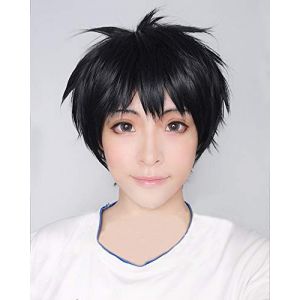 GUANBBD Perruque de cosplay YURI sur glace/Yuri sur glace Katsuki Yuuri courte et droite résistante à la chaleur + trame + casquette (GUANBAIJI1982, neuf)