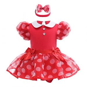 MYRISAM Costume de Carnaval pour Filles de Bébé Minnie Anniversaire de Princesse Tutu Robe Romper Bodysuit w/Bandeau Tenue de Noël Halloween 12-18 mois (MYRISAM store, neuf)