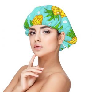 Bonnet de nuit en satin imprim&eacute; ananas frais pour adulte, maintient la coiffure et assure un sommeil confortable, noir 33 cm, noir, taille unique (zhanghe01, neuf)