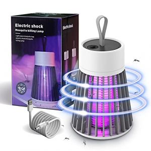 Lampe Anti Moustique, Tue Mouche Electrique Interieur, Anti Moustique Electrique Exterieur, Anti Insectes R&eacute;pulsif Puissant Efficace Port&eacute;e Piege UV Mouche Lampe Pi&egrave;ge 100m&sup2; (Fonction Charge, Gris) (hongenerlu, neuf)