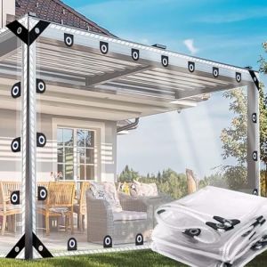 Bache Transparente Imperméable Exterieur avec Oeillets 2x3.4m, Hiver Personnalisable 0.55mm Bache de Protection Exterieur Bache de Serre de Jardin pour Pergola Terrasse Camping Balcon (DGSFES, neuf)