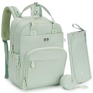 Dikaslon Wickeltasche Sac &agrave; dos Gro&szlig;er Wickelrusack mit Multifunktions-Babytaschen und mobiler Wickelauflage &ndash; Schnullerhalter und Kinderwagengurte &ndash; f&uuml;r Mama und Papa (Vert Menthe) (JUNYANG-UK, neuf)
