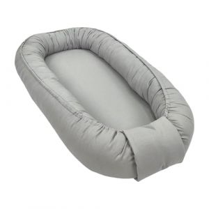 WIKLINOPOL Réducteur de Lit Bébé – Cocon Bébé 85x45 cm en Gris – Baby Nest Portable avec Matelas – Nid Douillet Lavable en Coton 100 % – Sécurité à la Maison ou en Voyage (Weidenprodukte, neuf)