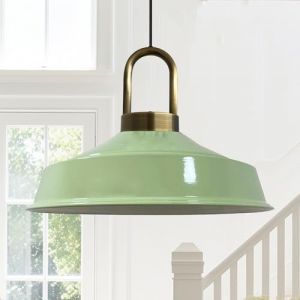 bamyum Asletl Suspension Luminaire Industrielle Rétro en Metal de 41 cm, Lustre de Salon Vintage, Éclairage de Plafond pour Chambre, Cuisine, Plafonnier Suspension, Lampe Suspendue, Vert Menthe (bamyum, neuf)