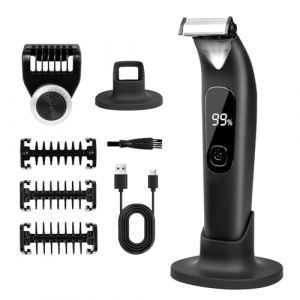 Carehabi Tondeuse Intime Homme, Tondeuse Corps Homme IPX6 &Eacute;tanche avec LED, Guides de Coupe et Support, Tondeuse Corps Visage Humide/Sec pour Barbe, Parties Intimes, Poitrine, Jambes (FenleyLand, neuf)