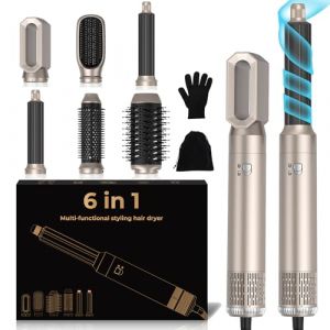 UMIGA Seche Cheveux 6 en 1, Brosse Soufflante Brushing avec Hair Dryer, Boucleur a Cheveux Automatique, Lisseur cheveux, Airbrush Hair Styler, Airstyler Cadeaux Set pour Femmes Styling - Bleu (UMIGA Beauty Solutions, neuf)
