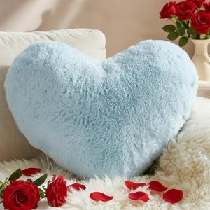 Yhoelata Saint Valentin Coussin Coeur, Coussins en Forme de C&oelig;ur Bleu, Coussin Enfant Decoration Chambre Ado Fille, Coussins Peluche Doux, Oreiller Lit Petit Canap&eacute; Kawaii, 25 * 35cm (Yhoelata, neuf)