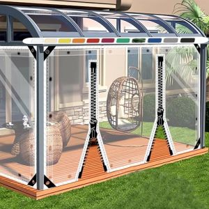 SDLLG B&acirc;che de tonnelle Transparente - avec &oelig;illets - en PVC - Coupe-Vent - 0,5 mm - Imperm&eacute;able - Rideau de s&eacute;paration pour ext&eacute;rieur, Garage, terrasse, Jardin, Balcon - 3 x 6,2 m (H x L) - avec 2 (SDLLG Flagship Store, neuf)