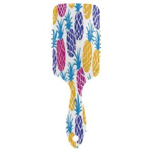 Brosse à cheveux avec coussin d'air - Bleu et jaune - Ananas - Pour cheveux épais et démêlants antistatiques (DEJESJ, neuf)