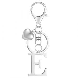 MWOOT Porte-cl&eacute;s Lettre Initiale Pendentif, Argent Lettre E Keychains Keyring, Porte Clef Voiture, Initial E Nom Porte-cl&eacute;s Acier Inoxydable.Cadeau Femme Homme Anniversaire (E) (vetpw, neuf)