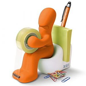 Le Butt Station Fournitures de Bureau - Dévidoir de Ruban Amusant - Porte Accessoires de Bureau Rigolo et Sympa avec Rouleau de Ruban, Trombones, Notes Adhésives et Stylo Inclus (Orange) (SmartPanda EU, neuf)