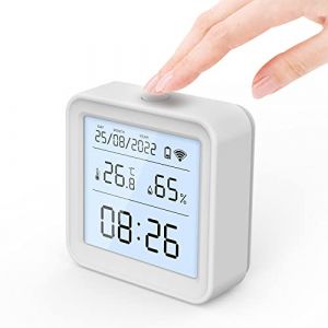 WiFi Thermometre Hygrometre Interieur, Tuya Thermom&egrave;tre Int&eacute;rieur Capteur Humidit&eacute; Avec &eacute;cran R&eacute;tro-&eacute;clair&eacute; D'enregistrement de Donn&eacute;es, Chambre b&eacute;b&eacute; Hygrometre Termometre Maison (Chatthen(TM), neuf)