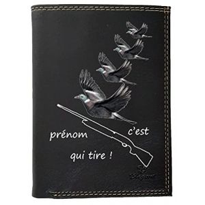 Syl'laChasse Chasseur Etui Petit Portefeuille Homme Porte Monnaie Cartes papiers Noir (Fusil personnalisé avec prenom) (sylla city, neuf)