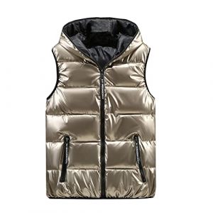 Doudoune sans Manches Femme Capuche Zipp&eacute; Veste Duveteuse Gilet sans Manche Femme Courtes Veste Matelass&eacute;e L&eacute;g&egrave;re Manteau Femme Hiver Chaude Chic Blouson (Anglekie, neuf)