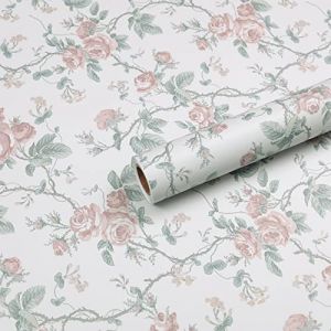 Hode Papier Peint Adhesif Mural Roses Motif, Vintage Decoratif Adhesif pour Meuble Fleuri 40X300cm, Vinyle Papier Peint Autocollant Imperméable pour Armoires Murs Salon Chambre (Hode (Best gift shop), neuf)