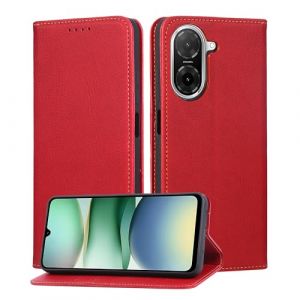 binandteam Coque pour Xiaomi Redmi A5 4G,Housse en Cuir PU Portefeuille, Etui de Protection à Rabat Magnétique,Pochette Fermeture Anti-Choc Protection - Rouge (Yiranfuns, neuf)