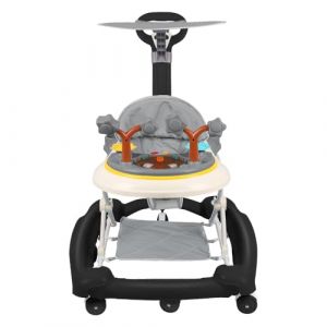 5 en 1 Poussette pour bébé,Trotteur Bébé,Boîte à Musique Cartoon Amovible,Capot pivotant à 360 degrés,poignée de poussée Haute,Jeu Bébé 6 mois et+,67 * 72 * 92cm-Noir(A) (Hechheu, neuf)