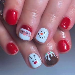 Ongles &agrave; coller P&egrave;re No&euml;l - Bonhomme de neige - Couverture compl&egrave;te - Faux &eacute;lans - Manucure artificielle - Fournitures de manucure - Bonhomme de neige - Couverture compl&egrave;te - Faux ongles de No&euml;l (JunsenF, neuf)