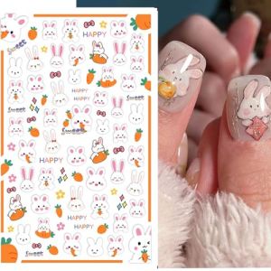 Stickers Ongles P&acirc;ques, 12pcs Stickers Ongles Lapin,Ongles Autocollants Adhesif Lapin,Jolies D&eacute;corations Nail Art pour P&acirc;ques(4 Styles) (xiongweiyeah, neuf)