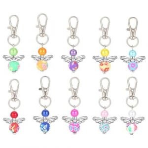 10 Pièces Porte-clés ange gardien, Porte-clés Pendentif Ange, Pendentif ange perlé, Ange Gardien Porte clés, Cadeau Invité, Mariage Anniversaire Noël Baptême Communion(Couleur Aléatoire) (ALPHASS LOGISTICS LTD, neuf)