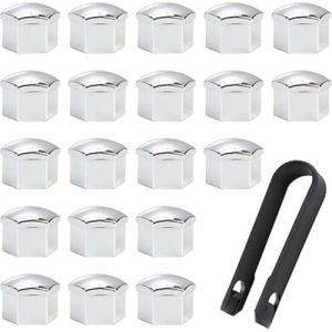 UYVPAER 20 Couvre-Écrous Roue avec 1 Clip, Capuchons 21mm Argentés Écrous Cache Boulon Roue Accessoires Automobiles Universels Cache-Écrous Bouchons Boulons Roue Voiture Bouchons Boulons Roue (SHAO WEIWEI DE DIAN, neuf)