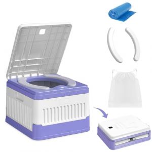 Toilette Camping, Toilette Seche Portable Mobiles Stabilité Unique + 20 Sacs et Sac de Rangement Toilettes Sèches Toilettes de Camping Camping Blackout Festivals Lotissements Pêche (Violet) (gzhzsm-shop, neuf)