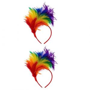Gatuida 2 pièces Bandeau Cheveux Plumes Colorées Accessoire Photographie Élégant pour Fête Mariage Halloween (Brandon Zou, neuf)