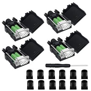 YIOVVOM Lot de 4 connecteurs DB9, DB9 sans soudure RS232 D-SUB femelle, port 9 broches, adaptateur blanc vers connecteur de borne, module de signal avec &eacute;tui (ZewimantC, neuf)
