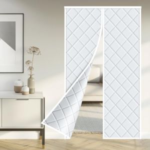 URBZUE Rideau Thermique Porte 100 x 220cm, Rideau de Porte Isolant Thermique, Rideau de Porte Coton Magn&eacute;tique Imperm&eacute;able, Rideau de Porte Anti Froid, Magn&eacute;tique Auto-Absorbant, Isolant Phonique (URBZUE DIRECT, neuf)