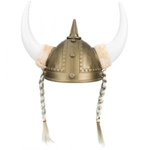 MOKKHNB Casque Viking en Corne de B&oelig;uf Dor&eacute;e Tresses Accessoire de Costume Cosplay pour Adulte Chapeau Viking de Festival et F&ecirc;te de Carnaval D&eacute;coration L&eacute;g&egrave;re et Confortable (LiULiJA, neuf)