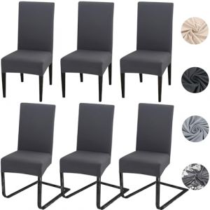 Housse de Chaise Extensible 6 pièces Housse de Chaise Salle à Manger Amovible Lavable Universel Durable Matériau Spandex Moderne pour Cuisine Decoration, Hôtel, Mariage, Anthracite (meision, neuf)
