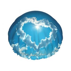 Bonnet de douche pour douche &ndash; Bonnet de douche double couche r&eacute;utilisable en forme de nuage en forme de c&oelig;ur, grand bonnet de douche pour femme, bonnet de douche pour douche avec doublure en PEVA et (Vosery, neuf)