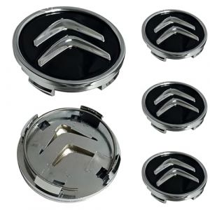 Lot de 5 enjoliveurs de roue noirs, Pour Citroën 60 mm C1 C3 C4 C5 C6 DS3, Enjoliveurs de roue en alliage, Bonne stabilité (DINODANUBE TRADING, neuf)