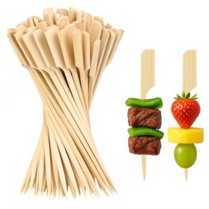 Huweko 200 Pics Brochettes en Bambou de 9 cm,Pic A Brochette,Bambou de Cocktail Brochettes,Pics Apero pour Ap&eacute;ritif, Mini Broch&eacute;ttes en Bois pic Petit pour Cocktails,Fruits et Sandwichs (Zhang Yanfang52121, neuf)