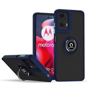 RankOne Coque pour Motorola Moto E14 / G04S / G04 / G24 / G24 Power (6.5" inches), Anneau Support Base Ventouse Magn&eacute;tique Etui pour T&eacute;l&eacute;phone Portable Mat Transparent - Bleu Royal (Rankone, neuf)