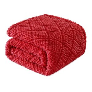 Whale Flotilla Plaid Couverture Polaire en Microfibre, Couverture Jeté de Canapé en Gaufrée Chaude, Douce pour 4 Saisons, 130X150CM, Rouge (Whale Flotilla FR, neuf)