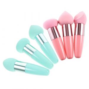 DECORNIJIA Lot De 6 Stylos De Maquillage De Beauté Humides Et Secs, Éponges à Fond De Teint Souples, Portables Et Polyvalents Pour Usage Professionnel Et Quotidien, Couleurs Rose Et Vert D’eau (ZhiLight, neuf)