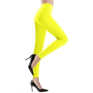 Alaoo Leggings Colorés des Années 80, Leggings de Fête sans Couture, Collants de Danse sans Pieds, Convient pour Le Cosplay, Halloween, La Danse, La Soirée Disco, Jaune (Alaoo, neuf)