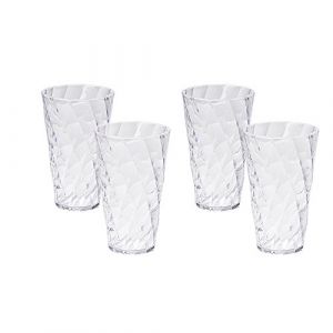Omada Design 4 Verres de 40 cl, mesures 9X15cm, incassables, en plastique de qualité optique, lavables au lave-vaisselle,Ligne Diamond, Tranparent (Omadadesign, neuf)