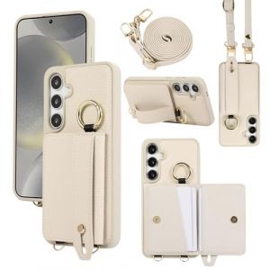 XMTON Coque pour Samsung Galaxy S25 / S24 Coque Crossbody avec Portefeuille - Emplacements pour Cartes - Support Anneau - bandouli&egrave;re - &Eacute;tui de Protection en Cuir pour Samsung S25 / S24, Blanc (BKOR Store, neuf)