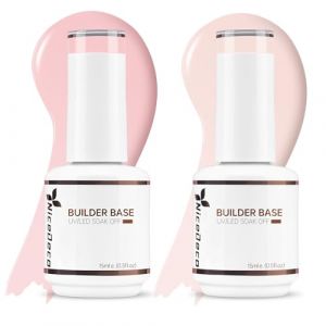 Nicedeco 2pcs 15ml Gel Construction Ongle UV 8 en 1, Gel Builder Base de Renforcement, R&eacute;paration et Extensions, Vernis &agrave; Ongles Forts, Base Coat, Le Nail Art D&eacute;coration Rose Nu (MAKS TRADING, neuf)
