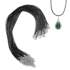 RTRTGS 20 Pcs Cordon de Collier Wax en Cuir Artificiel Mousqueton en Corde Tress&eacute;e DIY Collier Pendentif Accessoires Unisexe (Noir) (RTRTGS, neuf)