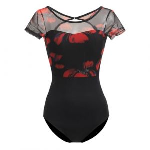 ROYAL SMEELA justaucorp manche courte pour femme justaucorps danse classique femme justaucorps de danse adulte body danse gym body de danse classique body danseuse Imprimé justaucorps gymnastique (ROYAL SMEELA, neuf)