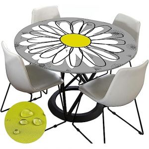 Nappe Exterieur Ronde 90 cm, Chickwin Nappes Imperm&eacute;ables avec Bord &Eacute;lastique, Jardin Nappes Polyester Anti Taches Lavable pour Cuisine F&ecirc;te Table (pour Table 70-80cm) (Lukery, neuf)