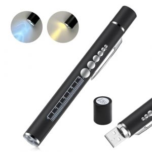 Penriter Lampe à Stylo médicale avec jauge d'élève et Clip, Lampe à Stylo USB Rechargeable avec 2 Sources de Lumière, Stylo Lampe Médicale, ampe pupille de secours pour Infirmières Médecins (YiShengQing, neuf)
