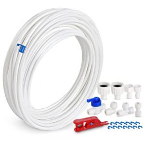 ilauke Kit de Frigo Tuyau D'alimentation en Eau Universel 15M, Tuyau D'alimentation en Eau avec Raccord de Connecteur pour Réfrigérateur Samsung Double Porte de Style Européen Tuyau D'eau 6,35mm,1/4" (MiGE shop, neuf)