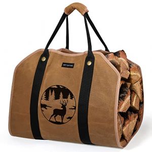Toile sac à bûche cheminée,Grande Capacité Toile Sac à Bûche100x46 Cheminée Sac de Rangement pour le Bois Imperméable Extérieur Intérieur Transporteur de Bois avec Poignées Sangles Porte (TJ.MOREE FR, neuf)