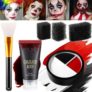 Afflano Maquillage Clown Effrayant Halloween Peinture Visage Faux Sang Kit, Peinture Visage Rouge Noir Blanc pour Enfant Costume Cosplay Gothique Squelette Zombie Vampire Peinture Corporelle &agrave; l'Huile (Afflano Direct, neuf)